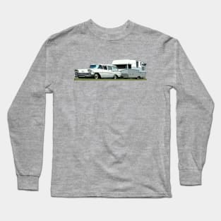 1958 Chevy Brookwood Wagon pulling a Shasta Camper Long Sleeve T-Shirt